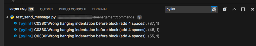 Pylint Warnings in VS Code Problems View