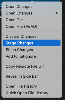 Selecting Stage Changes